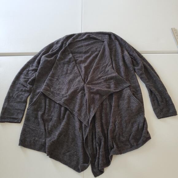 Barefoot Dreams Cardigan Womens L XL Gray CozyChic Lite Open Front Sweater Knit - Picture 1 of 7